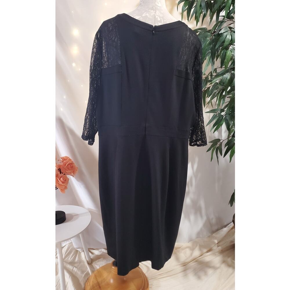 Lane Bryant Lace Sheer 3/4 Sleeve Sheath Dress Plus Size 26 Black LBD Wedding - Picture 6 of 13